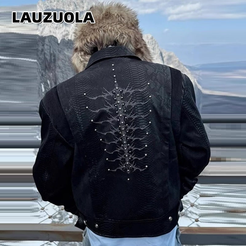 Embroidery Jacket - Мужская черная куртка с тиснением под