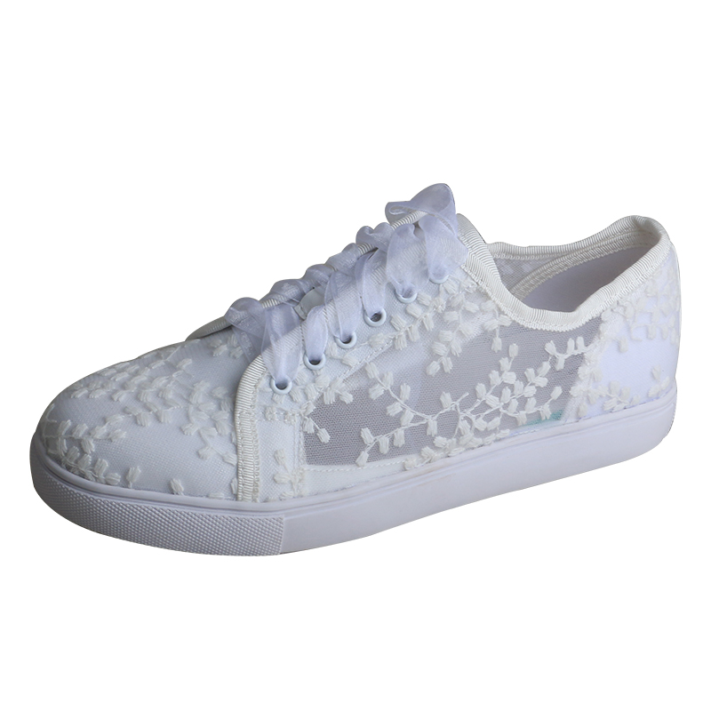 Embroidery White - Белые кроссовки Wedopus для женщин, свадебные