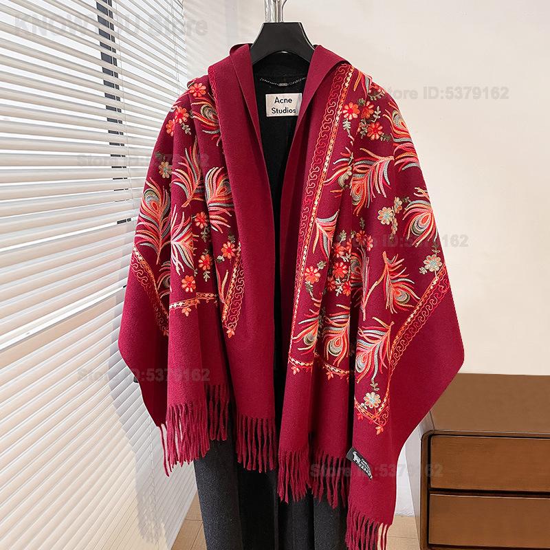 Embroidery Pashmina - Женская этническая винтажная шаль с вышивкой