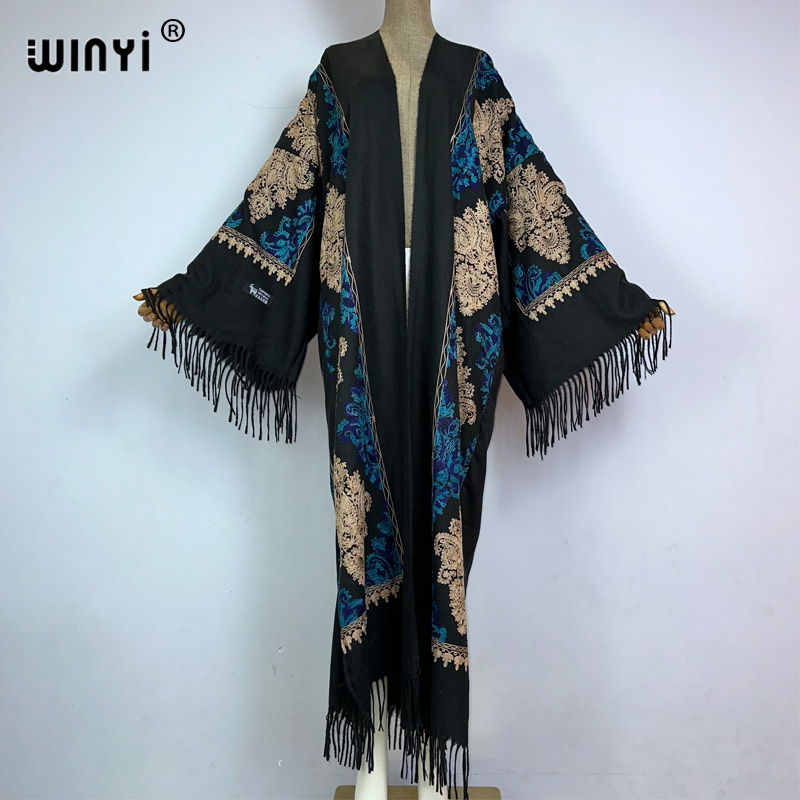 Embroidery Pashmina - WINYI зимнее женское длинное пальто с
