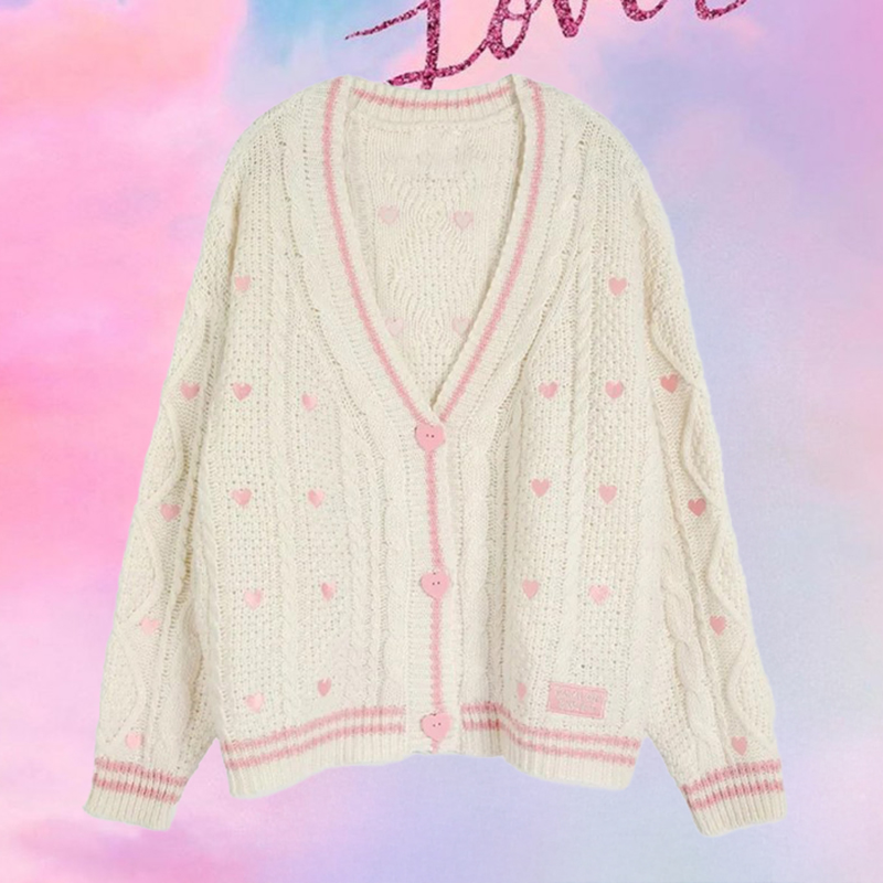 Embroidery Lovers - Кардиган Lover с розовым сердечком и
