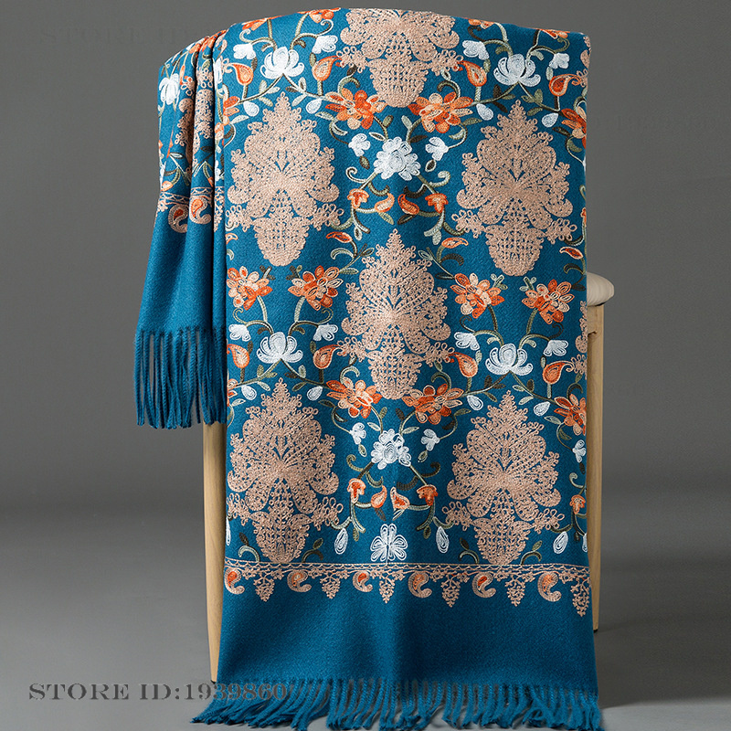 Embroidery Pashmina - Вышитый кашемировый шарф-пашмина в этническом стиле