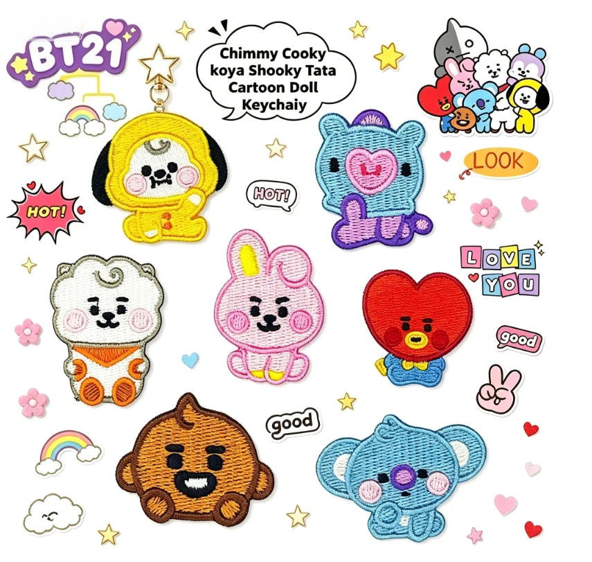 Embroidery Patches - Вышитые самоклеящиеся нашивки LINE FRIENDS BT21