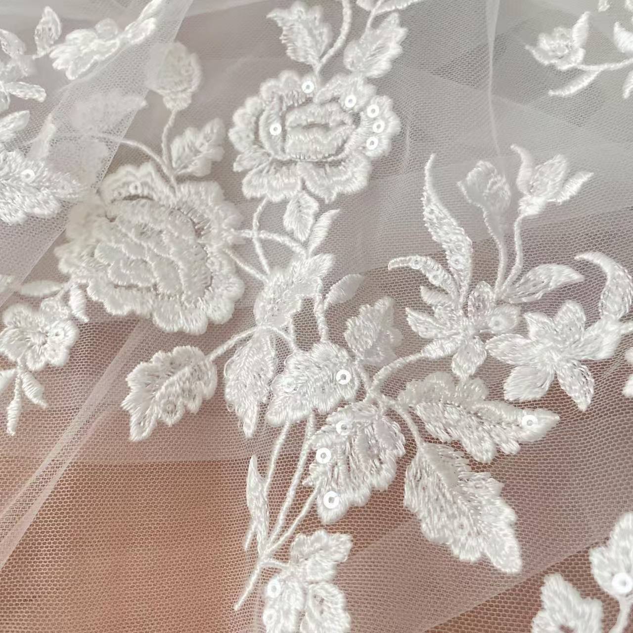 Embroidery Abaya - Французская вышитая кружевная ткань, красивый цветок,