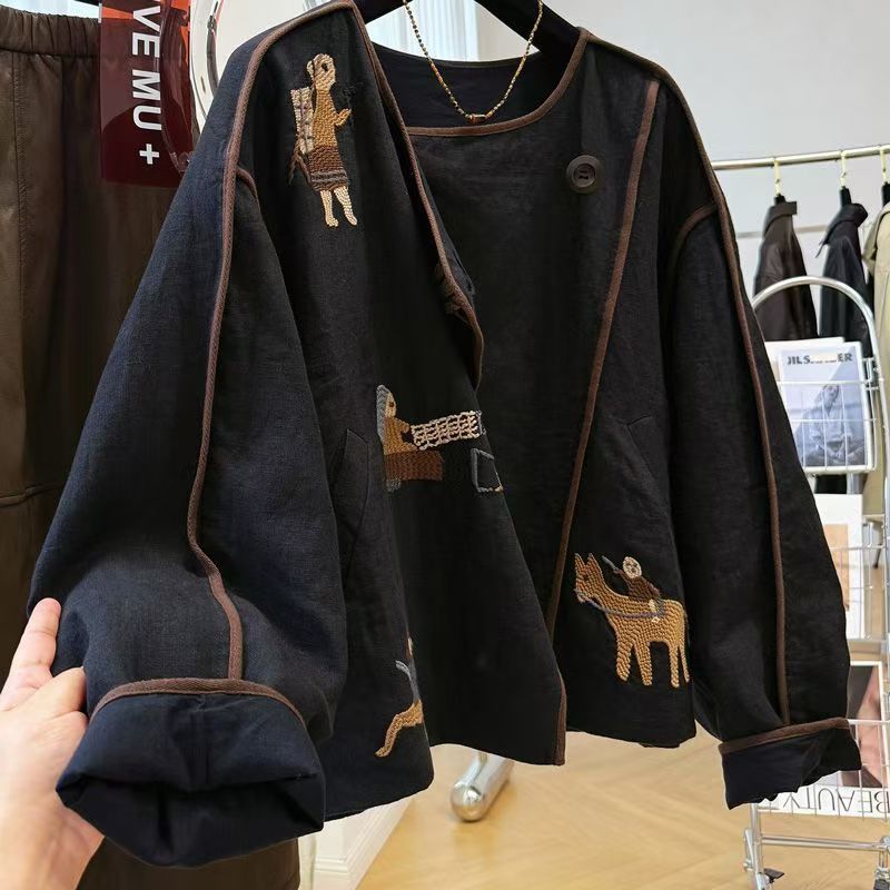 Embroidery Jacket - Женская укороченная куртка с объемной вышивкой