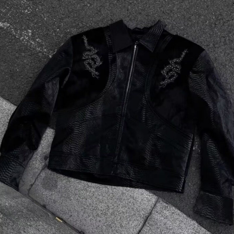 Мужская черная куртка с тиснен – обзор и цена Embroidery Jacket