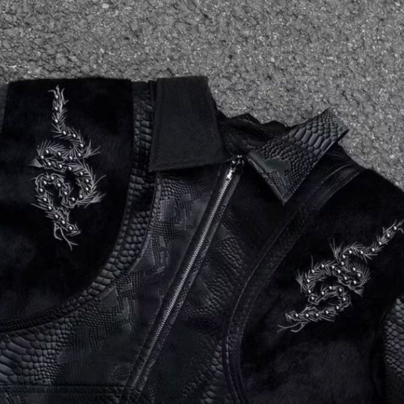Мужская черная куртка с тиснен – обзор и цена Embroidery Jacket