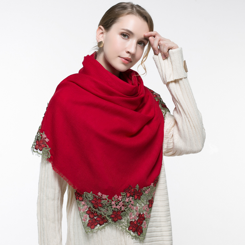 Розовый шарф из 100% натуральн – обзор и цена Embroidery Pashmina