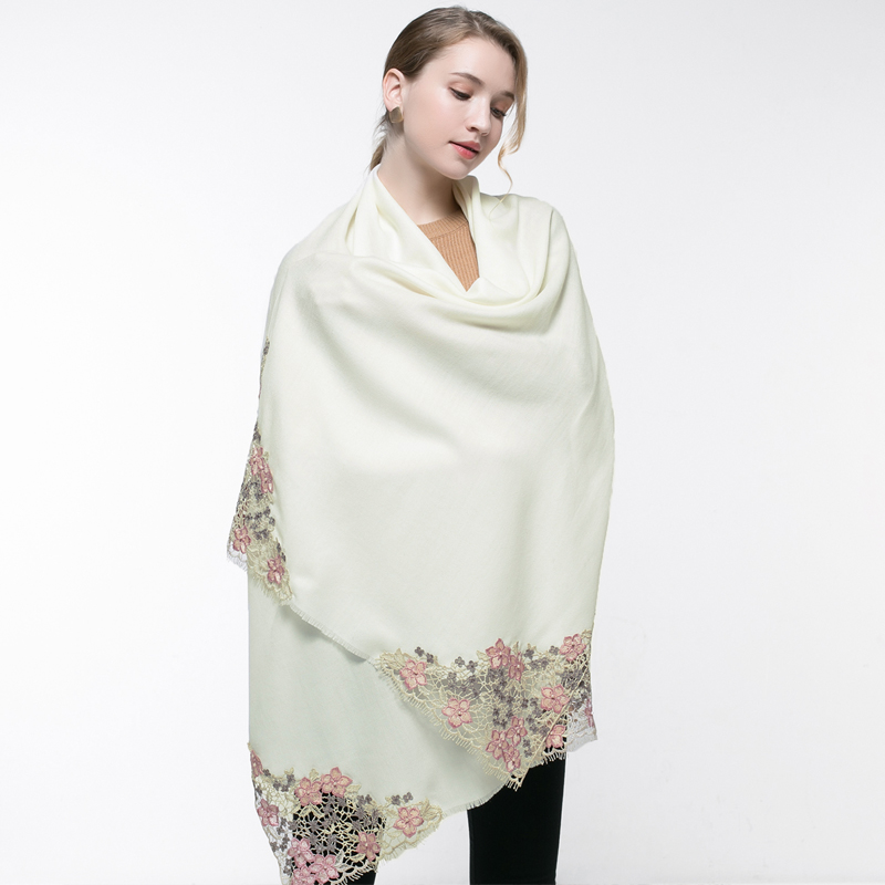 Розовый шарф из 100% натуральн – обзор и цена Embroidery Pashmina