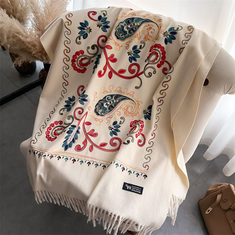 2024 модный шарф зимняя Толста – обзор и цена Embroidery Pashmina