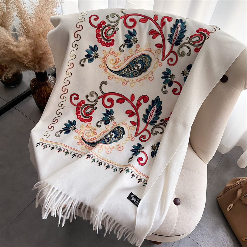 2024 модный шарф зимняя Толста – обзор и цена Embroidery Pashmina