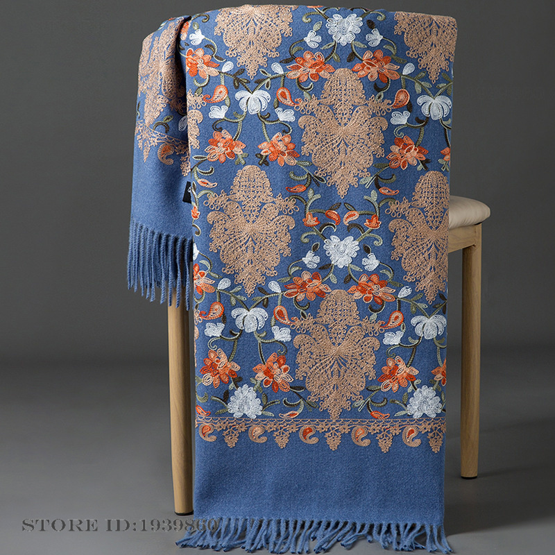 Вышитый кашемировый шарф-пашми – обзор и цена Embroidery Pashmina