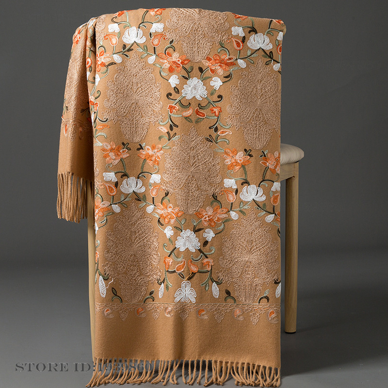 Вышитый кашемировый шарф-пашми – обзор и цена Embroidery Pashmina